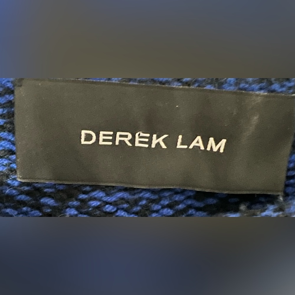 Derek Lam 100% Cashmere Blue Black Marled Knit Sweater Size M Quiet Luxury - Picture 6 of 8